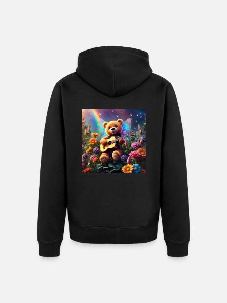Teddybär singt dir ein Lied - Unisex Premium Bio Zip Hoodie - Schwarz