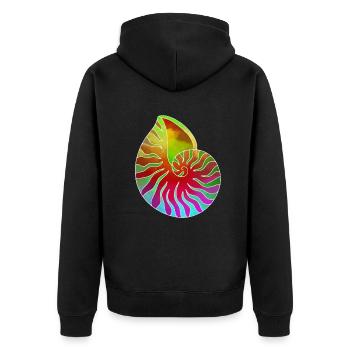 Shell purple green red - Unisex Premium Organic Zip Hoodie - black - Back - Nico (187cm)