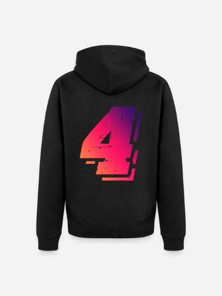 4 Number symbol - Unisex Premium Organic Zip Hoodie - black
