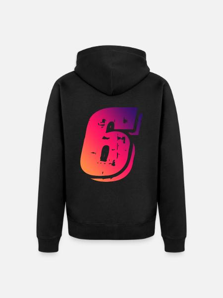 6 Zahl Symbol - Unisex Premium Bio Zip Hoodie - Schwarz