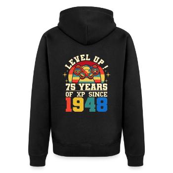 Niveau 75 1948 Anniversaire Gamer 75 ans - Veste à capuche bio Premium Unisexe - noir - Dos - Nico (187cm)