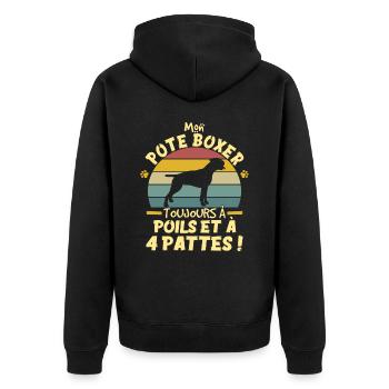 Style Vintage Chien De Compagnie Boxer Humour - Veste à capuche bio Premium Unisexe - noir - Dos - Nico (187cm)