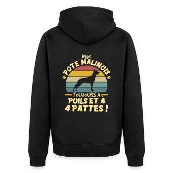 Style Vintage Chien De Compagnie Malinois Humour - Veste à capuche bio Premium Unisexe - noir - Dos - Nico (187cm)
