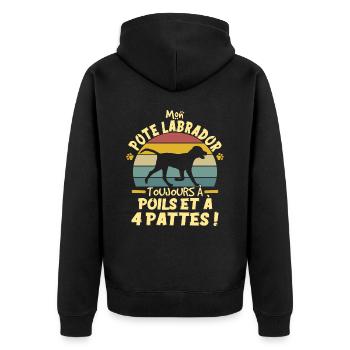 Style Vintage Chien De Compagnie Labrador Humour - Veste à capuche bio Premium Unisexe - noir - Dos - Nico (187cm)