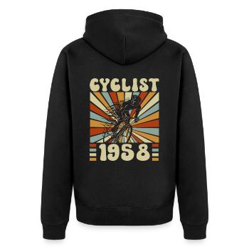 Cycling party born in 1958 65 years anniversary - Unisex Premium Organic Zip Hoodie - black - Back - Nico (187cm)