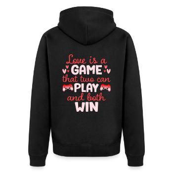 Couple Gamers Geek Humor Valentine's Day Couple - Unisex Premium Organic Zip Hoodie - black - Back - Nico (187cm)