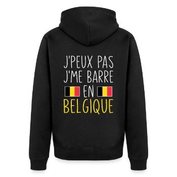 Voyage J'peux Pas J'me Barre En Belgique - Veste à capuche bio Premium Unisexe - noir - Dos - Nico (187cm)