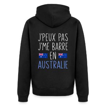Voyage J'peux Pas J'me Barre En Australie - Veste à capuche bio Premium Unisexe - noir - Dos - Nico (187cm)