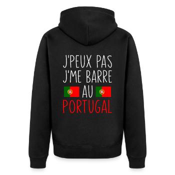 Voyage J'peux Pas J'me Barre Au Portugal - Veste à capuche bio Premium Unisexe - noir - Dos - Nico (187cm)