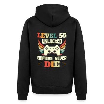 Niveau 55 Débloqué Anniversaire Gamer 55 Ans - Veste à capuche bio Premium Unisexe - noir - Dos - Nico (187cm)
