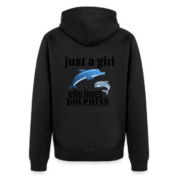 JUST A GIRL WHO LOVES DOLPHINS - Veste à capuche bio Premium Unisexe - noir - Dos - Nico (187cm)