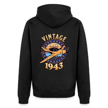 Passionné Aviation 1943 80 Ans Anniversaire - Veste à capuche bio Premium Unisexe - noir - Dos - Nico (187cm)