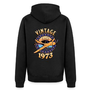 Passionné Aviation 1973 50 Ans Anniversaire - Veste à capuche bio Premium Unisexe - noir - Dos - Nico (187cm)