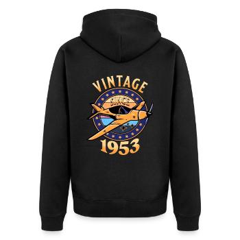 Passionné Aviation 1953 70 Ans Anniversaire - Veste à capuche bio Premium Unisexe - noir - Dos - Nico (187cm)