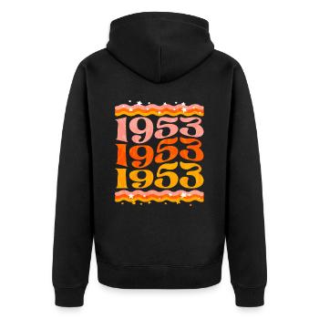 Birthday Party Woman 1953 70 Years Anniversary - Unisex Premium Organic Zip Hoodie - black - Back - Nico (187cm)