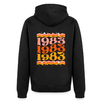 Birthday Party Woman 1983 40 Years Anniversary - Unisex Premium Organic Zip Hoodie - black - Back - Nico (187cm)