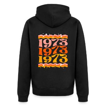 Geburtstagsparty Frau 1973 50-jähriges Jubiläum - Unisex Premium Bio Zip Hoodie - Schwarz - Hinten - Nico (187cm)