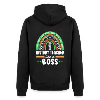 Humour Prof d'Histoire Comme Boss Enseignant - Veste à capuche bio Premium Unisexe - noir - Dos - Nico (187cm)