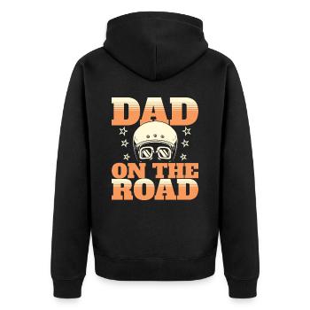 Humorous phrase daddy biker dad biker - Unisex Premium Organic Zip Hoodie - black - Back - Nico (187cm)