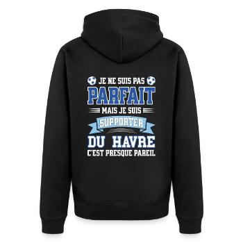 Supporter Football Le Havre Foot Fier Havrais - Veste à capuche bio Premium Unisexe - noir - Dos - Nico (187cm)
