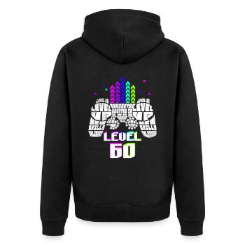 Geek Level 60 Geburtstag Gamer 60 Jahre alt - Unisex Premium Bio Zip Hoodie - Schwarz - Hinten - Nico (187cm)