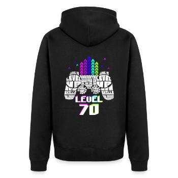 Geek Level 70 Anniversary Gamer 70 Years - Unisex Premium Organic Zip Hoodie - black - Back - Nico (187cm)