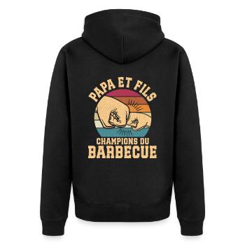 BBQ Papa Et Fils Champions Du Barbecue - Veste à capuche bio Premium Unisexe - noir - Dos - Nico (187cm)