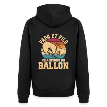 Papa Et Fils Champions Du Ballon Papa Football - Veste à capuche bio Premium Unisexe - noir - Dos - Nico (187cm)