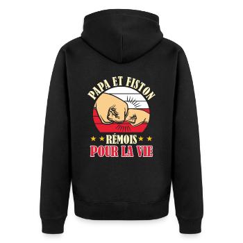 Papa Fiston Rémois Père Fils Supporter Reims - Veste à capuche bio Premium Unisexe - noir - Dos - Nico (187cm)