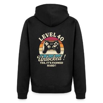 Joueur Niveau 40 Anniversaire Gamer 40 Ans - Veste à capuche bio Premium Unisexe - noir - Dos - Nico (187cm)