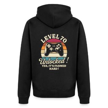 Player Level 70 Anniversary Gamer 70 Years - Unisex Premium Organic Zip Hoodie - black - Back - Nico (187cm)