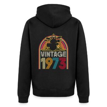Jahrgang 1973 Musiker Schlagzeuger 50 Jahre Jubiläum - Unisex Premium Bio Zip Hoodie - Schwarz - Hinten - Nico (187cm)