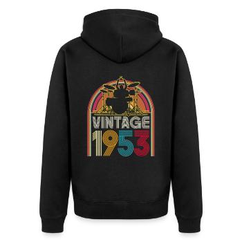 Jahrgang 1953 Musiker Schlagzeuger 70 Jahre Jubiläum - Unisex Premium Bio Zip Hoodie - Schwarz - Hinten - Nico (187cm)