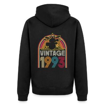 Vintage 1993 Musicien Batteur 30 Ans Anniversaire - Veste à capuche bio Premium Unisexe - noir - Dos - Nico (187cm)