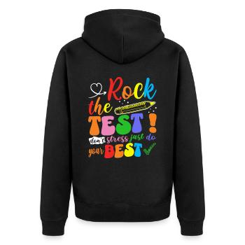 Phrase Motivation Examen Étudiant Enseignant - Veste à capuche bio Premium Unisexe - noir - Dos - Nico (187cm)