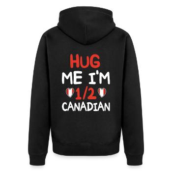 Humour Canadien Je Suis À Moitié Canadien - Veste à capuche bio Premium Unisexe - noir - Dos - Nico (187cm)