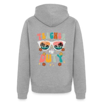 Lehrer Sommerferien Ende der Schulzeit Lehrer - Unisex Premium Bio Zip Hoodie - Grau meliert - Hinten - Nico (187cm)