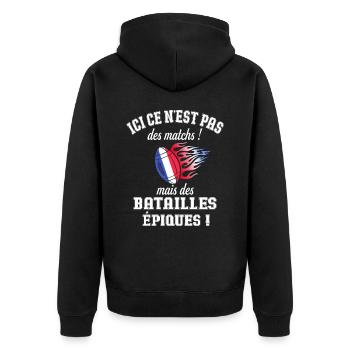 Humour Rugby France Supporter Joueur Rugby - Veste à capuche bio Premium Unisexe - noir - Dos - Nico (187cm)