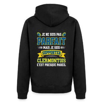 Clermontois Clermont-Ferrand Rugby Humour - Veste à capuche bio Premium Unisexe - noir - Dos - Nico (187cm)