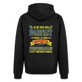 Perpignanais Perpignan Rugbyman Rugby Humour - Veste à capuche bio Premium Unisexe - noir - Dos - Nico (187cm)