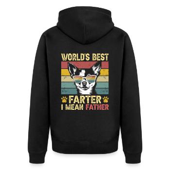 Vintage Dog Humorous Daddy Dog Chihuahua - Unisex Premium Organic Zip Hoodie - black - Back - Nico (187cm)