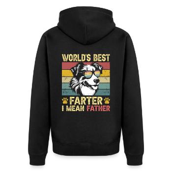 Vintage Humorous Daddy Dog Australian Shepherd - Unisex Premium Organic Zip Hoodie - black - Back - Nico (187cm)