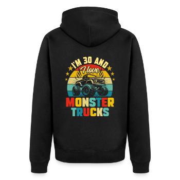 Monster Truck Voiture 30 Ans Anniversaire - Veste à capuche bio Premium Unisexe - noir - Dos - Nico (187cm)
