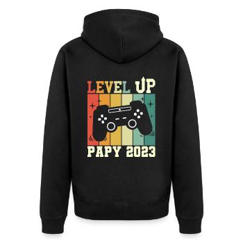 Papy Geek Annonce Grossesse Futur Papy 2023 - Veste à capuche bio Premium Unisexe - noir - Dos - Nico (187cm)