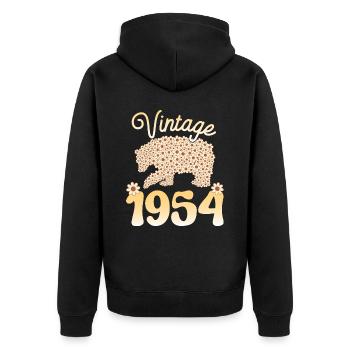 Bear 1954 Birthday Party Woman 70 Years - Unisex Premium Organic Zip Hoodie - black - Back - Nico (187cm)