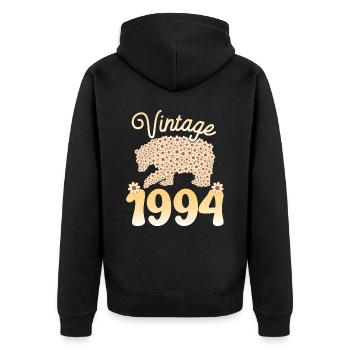 Bär 1994 Geburtstagsfeier Frau 30 Jahre - Unisex Premium Bio Zip Hoodie - Schwarz - Hinten - Nico (187cm)
