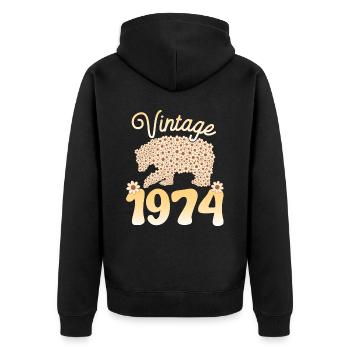 Ours 1974 Fête Anniversaire Femme 50 Ans - Veste à capuche bio Premium Unisexe - noir - Dos - Nico (187cm)