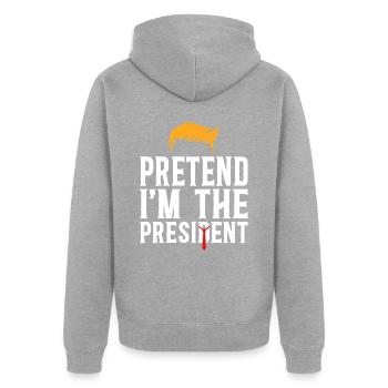Halloween-Kostüm, das vorgibt, Präsident zu sein - Unisex Premium Bio Zip Hoodie - Grau meliert - Hinten - Nico (187cm)