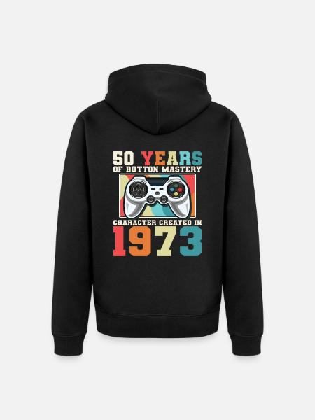 Geek Level 50 Anniversary Gamer 50 Years - Unisex Premium Organic Zip Hoodie - black