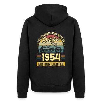 Legendes Nées En Octobre 1954 70ème Anniversaire - Veste à capuche bio Premium Unisexe - noir - Dos - Nico (187cm)